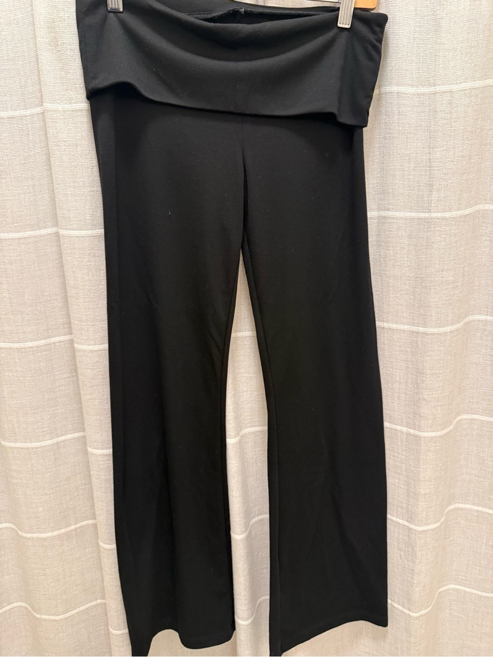 bebe Black Fold-Over Waist Wide Leg Pants